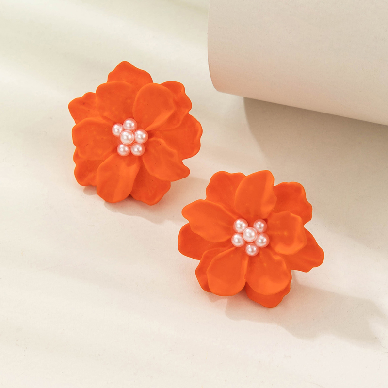 1 Pair Simple Style Flower Three-dimensional Alloy Ear Studs display picture 29