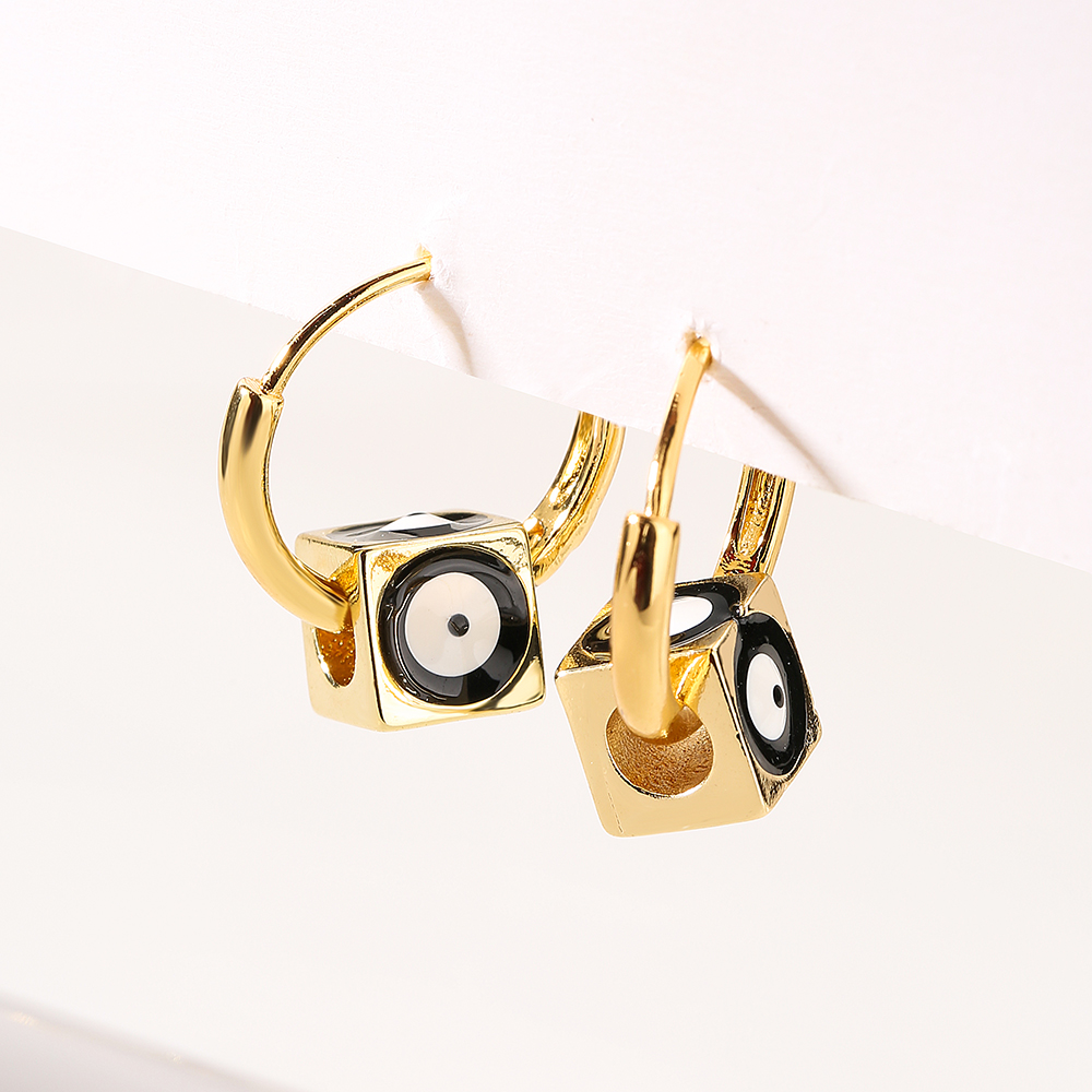 Fashion Eye Copper Enamel Zircon Hoop Earrings 1 Pair display picture 1