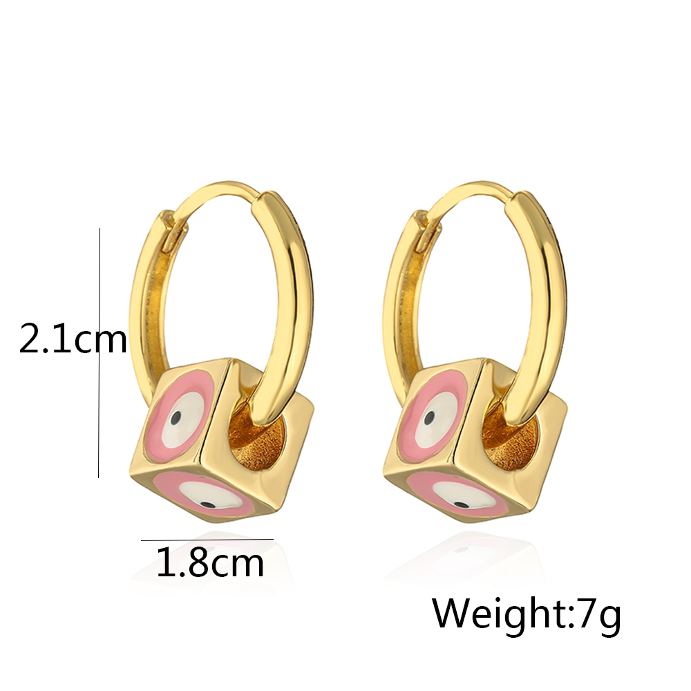 Fashion Eye Copper Enamel Zircon Hoop Earrings 1 Pair display picture 5