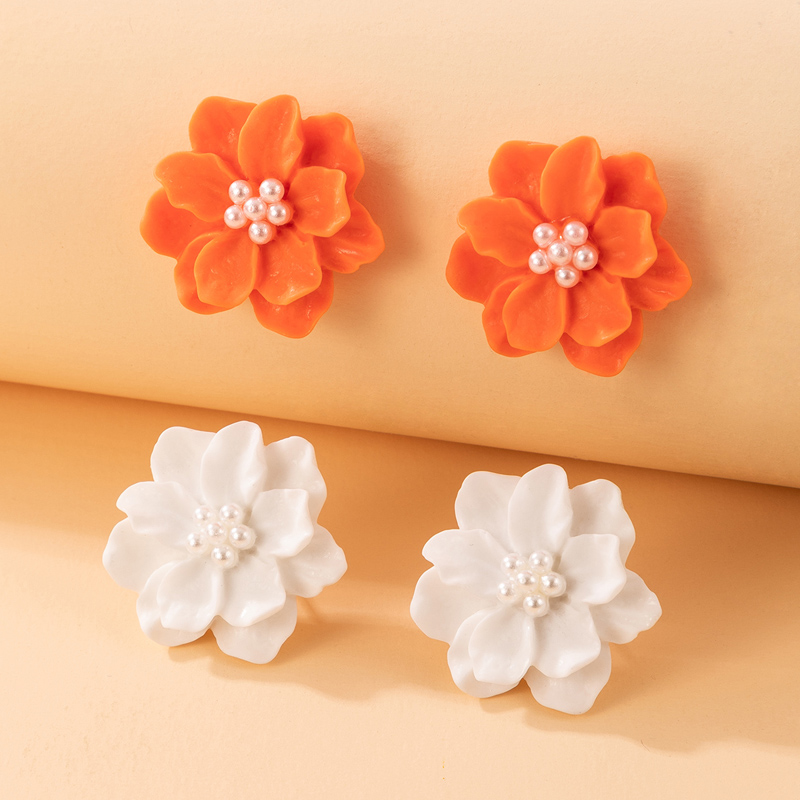 1 Pair Simple Style Flower Three-dimensional Alloy Ear Studs display picture 35