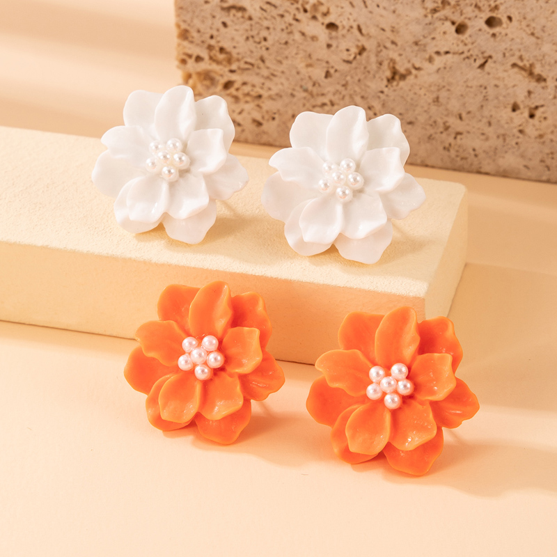1 Pair Simple Style Flower Three-dimensional Alloy Ear Studs display picture 37