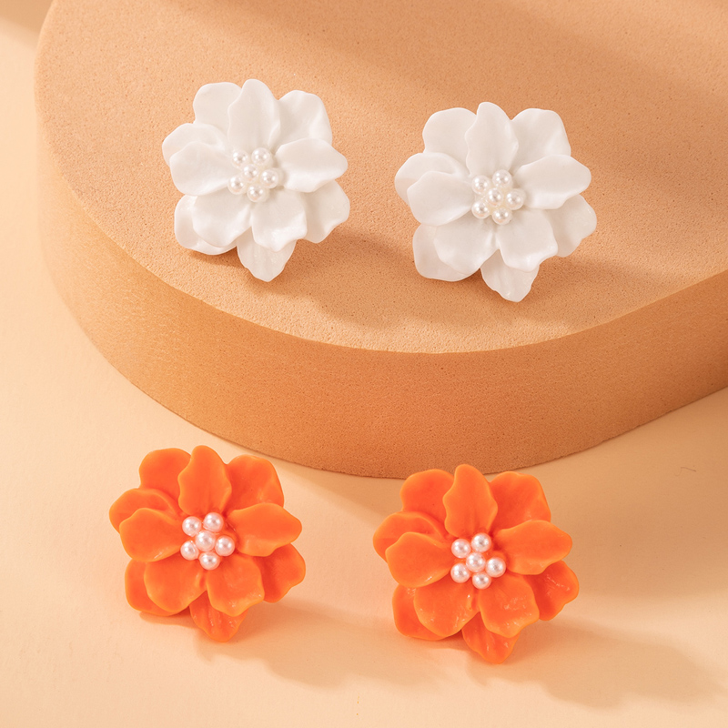 1 Pair Simple Style Flower Three-dimensional Alloy Ear Studs display picture 38