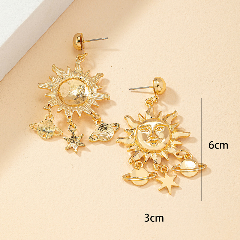 Hip-hop Sun Star Alloy Hollow Out Women's Drop Earrings 1 Pair display picture 6