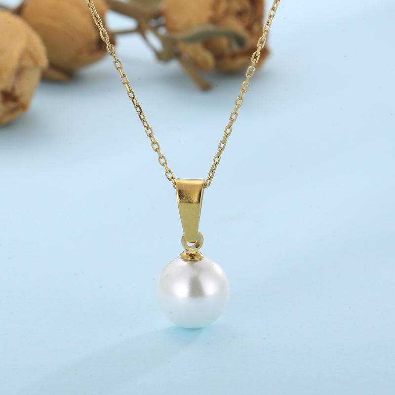 Mode Geometrisch Titan Stahl Inlay Künstliche Perlen Strasssteine Frau Ohrringe Halskette display picture 2
