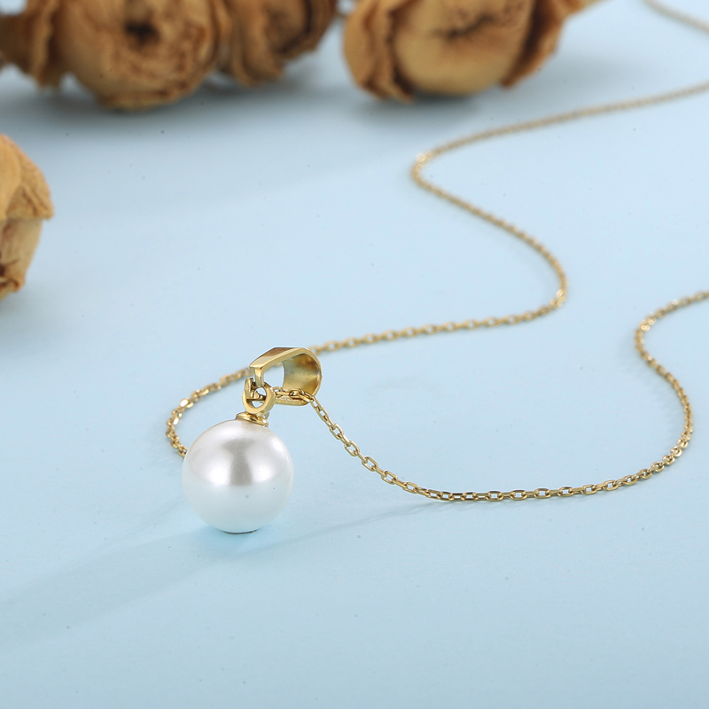 Mode Geometrisch Titan Stahl Inlay Künstliche Perlen Strasssteine Frau Ohrringe Halskette display picture 1