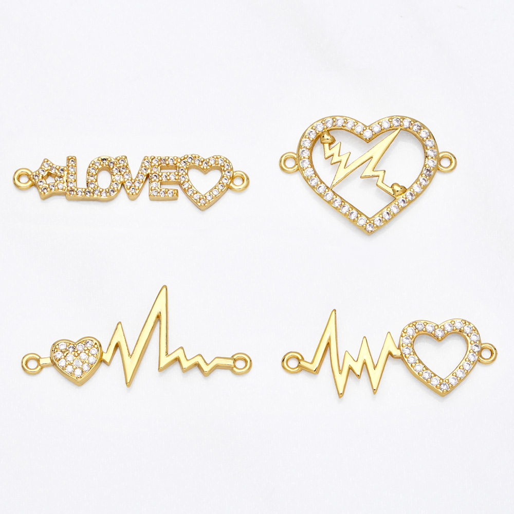 1 Piece Copper Zircon Electrocardiogram Heart Shape Simple Style display picture 2