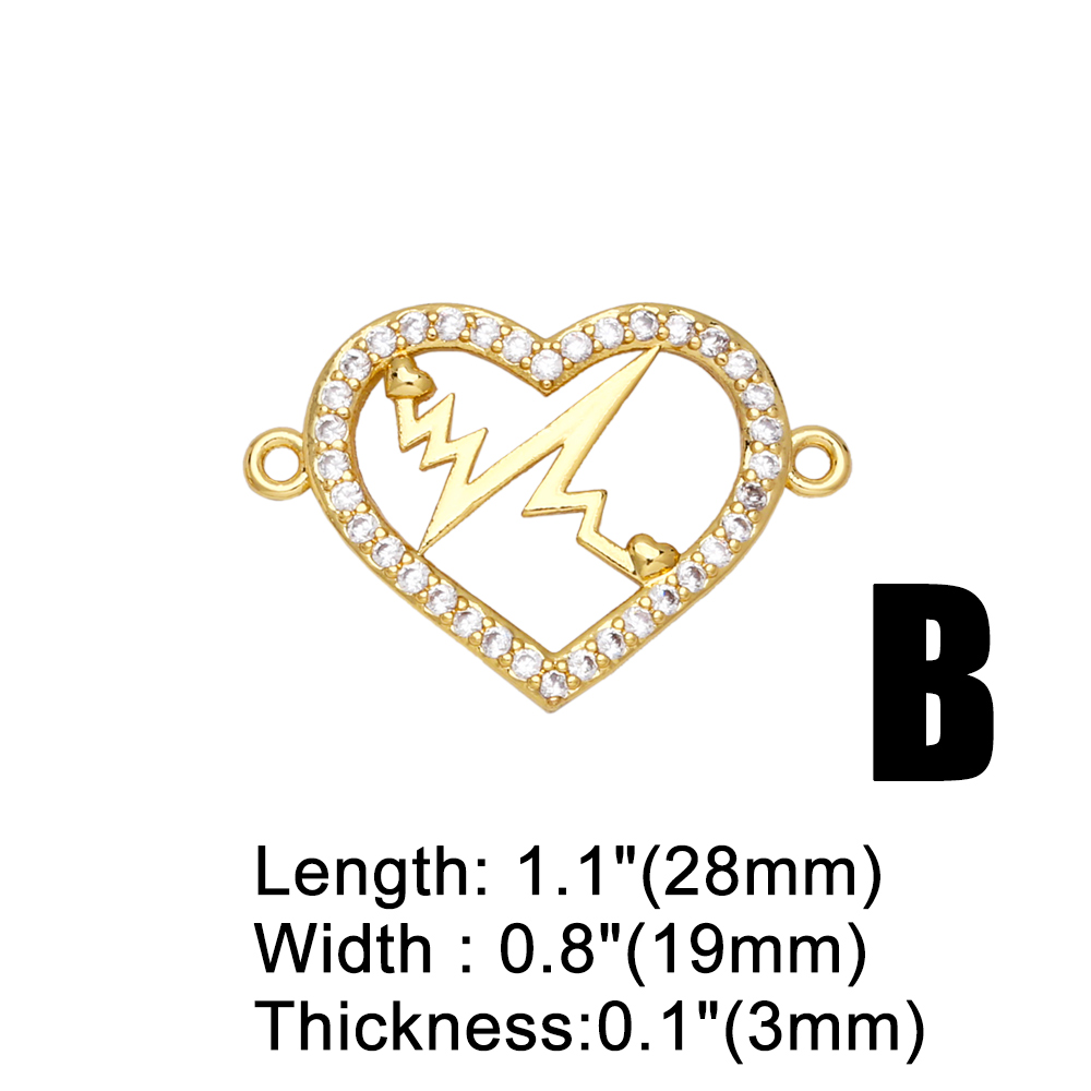 1 Piece Copper Zircon Electrocardiogram Heart Shape Simple Style display picture 4