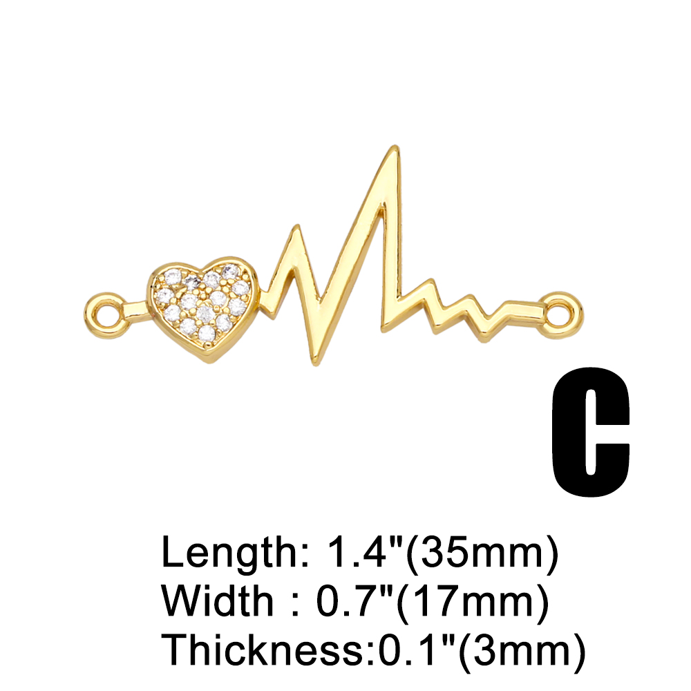 1 Piece Copper Zircon Electrocardiogram Heart Shape Simple Style display picture 5