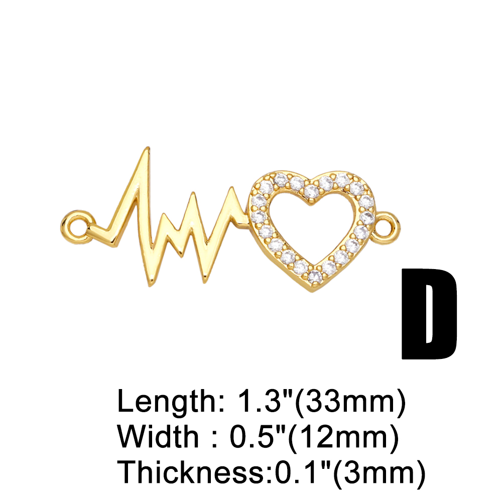 1 Piece Copper Zircon Electrocardiogram Heart Shape Simple Style display picture 6