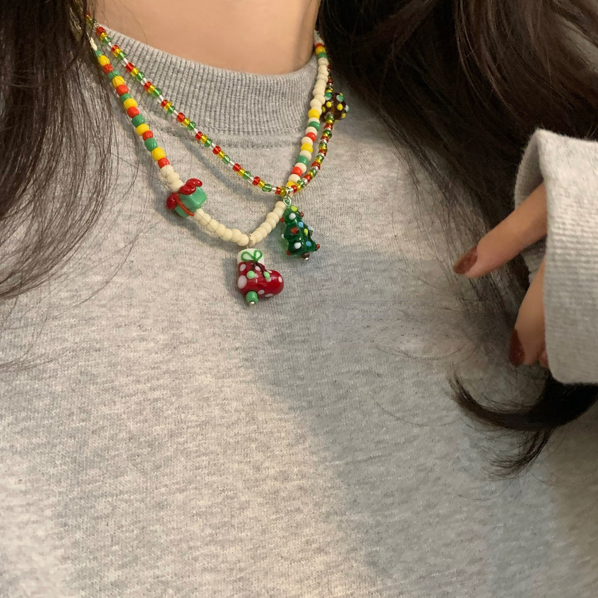 Mignon Père Noël Verre Perlé Noël Unisexe Pendentif 1 Pièce display picture 5