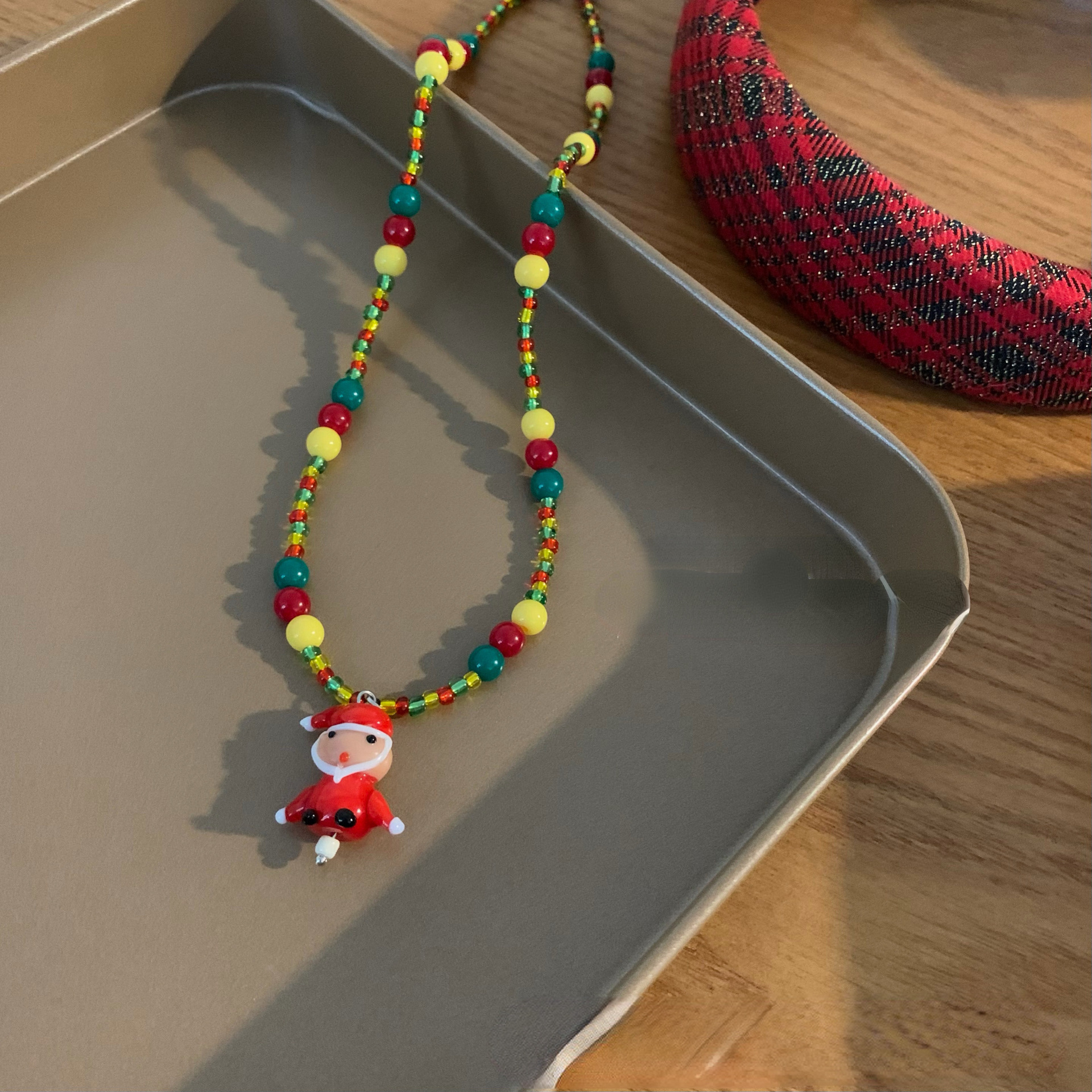 Süß Weihnachtsmann Glas Perlen Weihnachten Unisex Halskette Mit Anhänger 1 Stück display picture 13