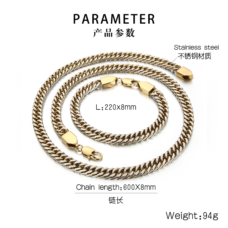Fashion Solid Color Titanium Steel Plating Men's Bracelets Necklace display picture 12
