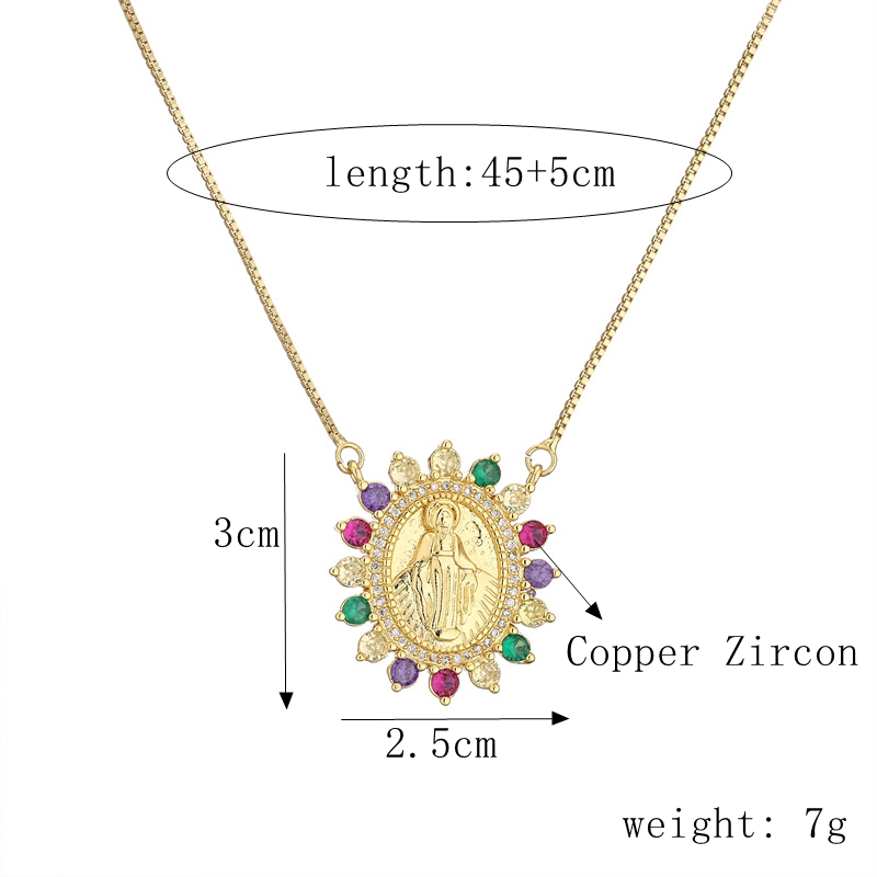 Retro Portrait Copper Gold Plated Zircon Pendant Necklace 1 Piece display picture 5