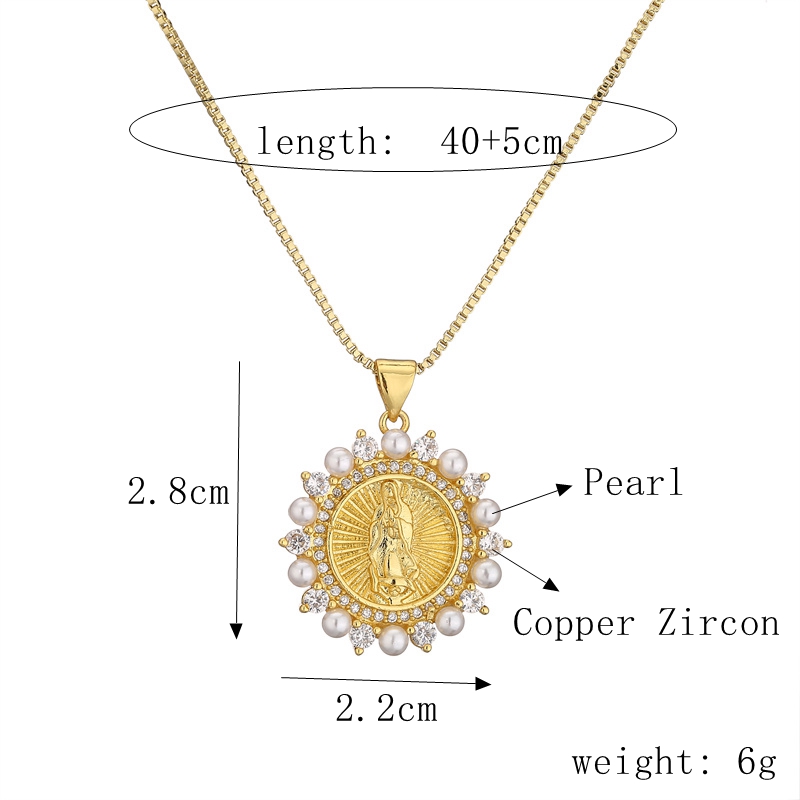 Retro Portrait Copper Gold Plated Zircon Pendant Necklace 1 Piece display picture 7