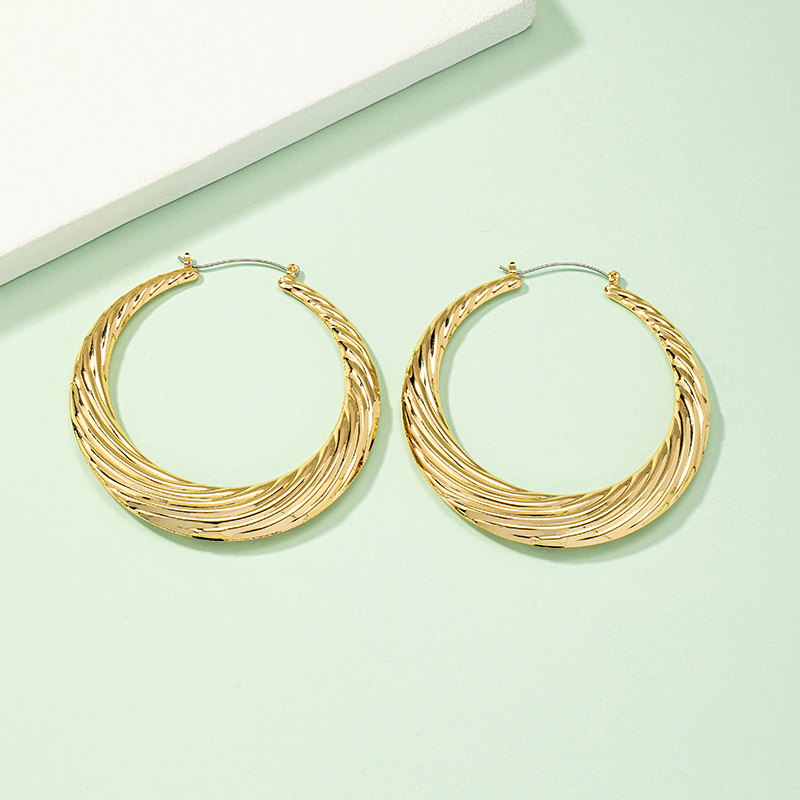 Fashion Stripe Solid Color Alloy Plating Women's Hoop Earrings 1 Pair display picture 3