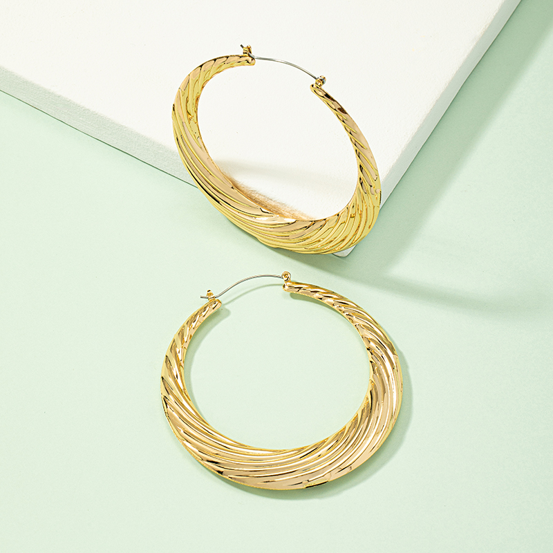 Fashion Stripe Solid Color Alloy Plating Women's Hoop Earrings 1 Pair display picture 2