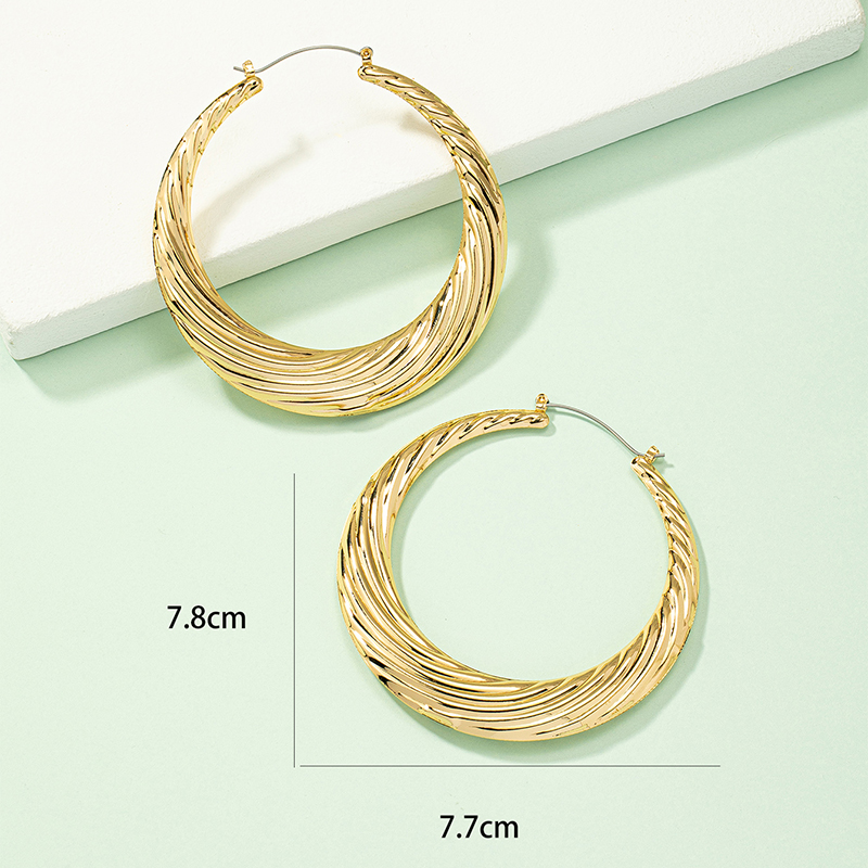 Fashion Stripe Solid Color Alloy Plating Women's Hoop Earrings 1 Pair display picture 4