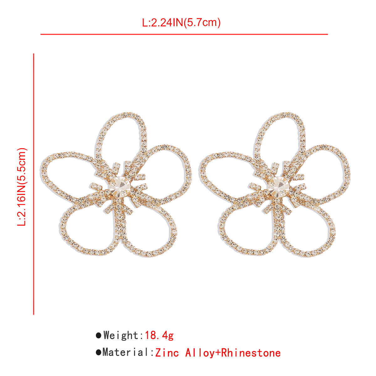 Glam Flower Alloy Inlay Rhinestones Ear Studs 1 Pair display picture 13