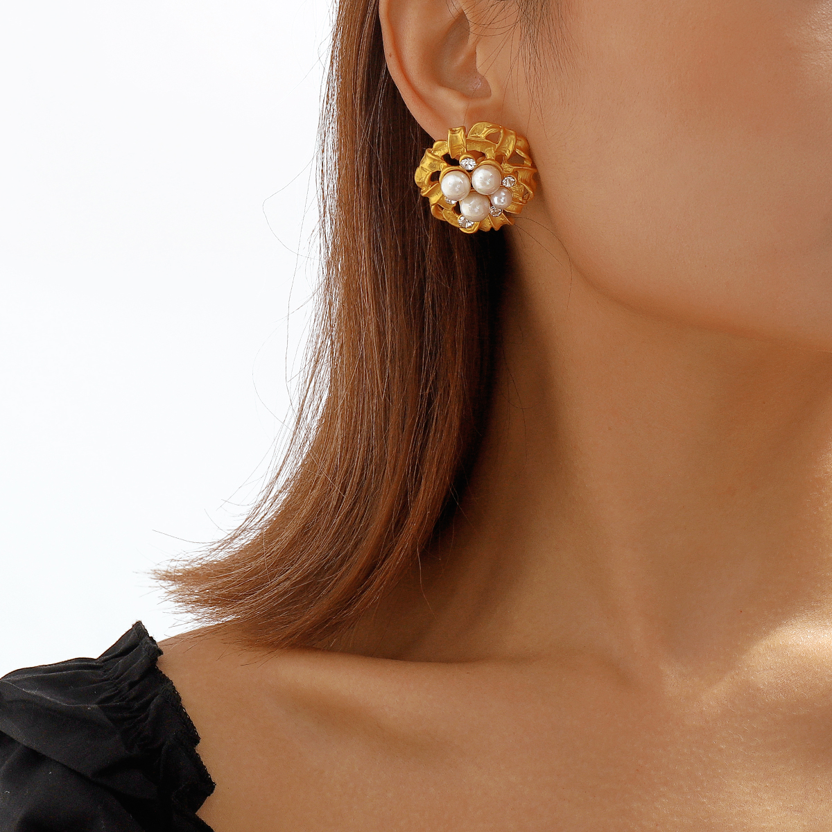 Classique Géométrique Alliage Placage Perles Artificielles Strass Femmes Boucles D'oreilles 1 Paire display picture 1