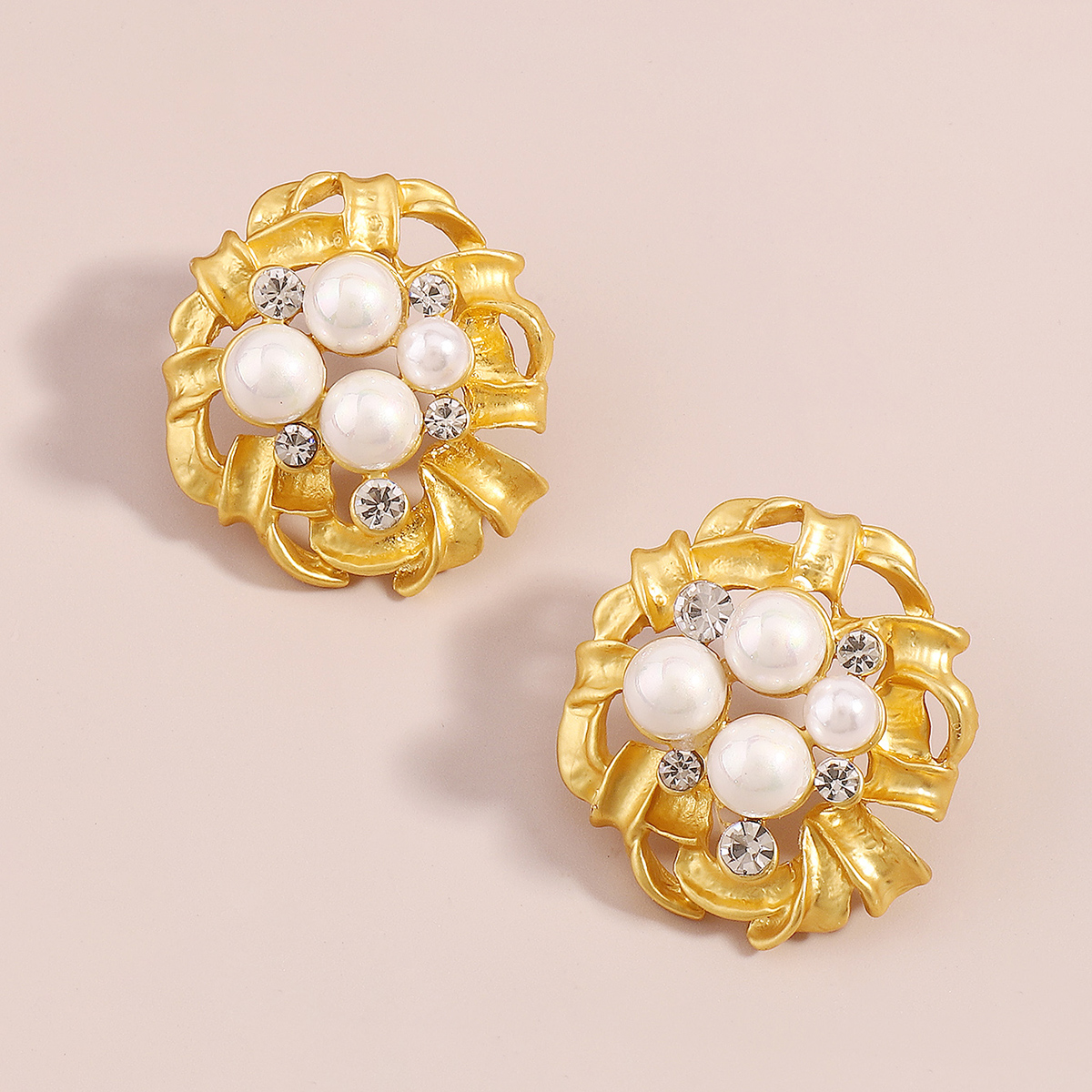 Classique Géométrique Alliage Placage Perles Artificielles Strass Femmes Boucles D'oreilles 1 Paire display picture 4