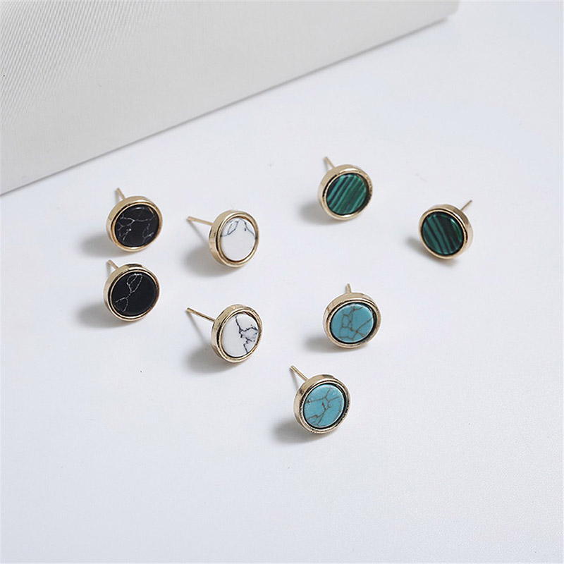 Simple Style Round Alloy Plating Women's Ear Studs 1 Pair display picture 2
