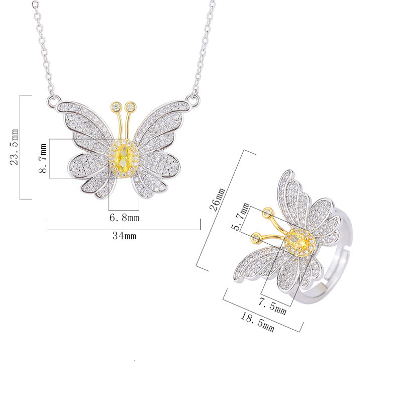 Mode Papillon Alliage Zircon Incrusté Femmes Anneaux Collier display picture 5