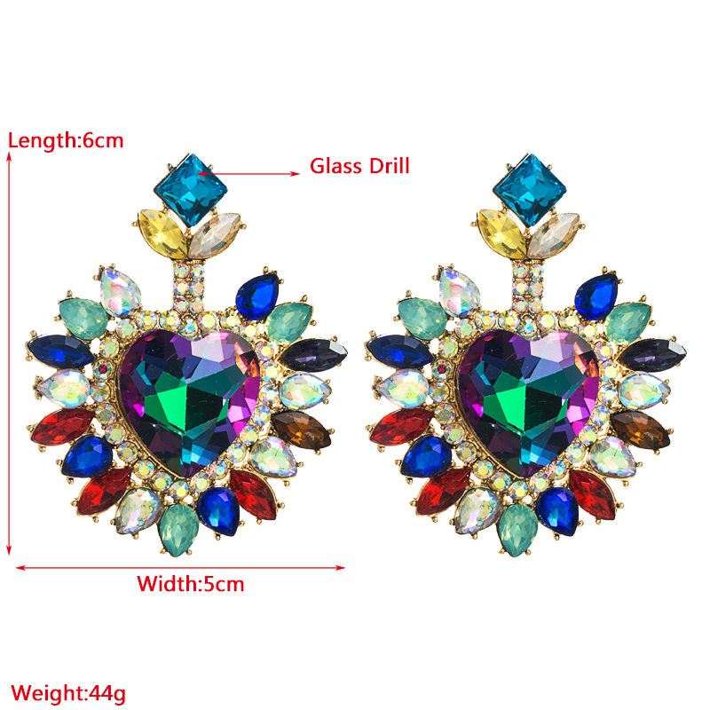 Fashion Heart Shape Alloy Inlay Rhinestones Women's Drop Earrings 1 Pair display picture 1