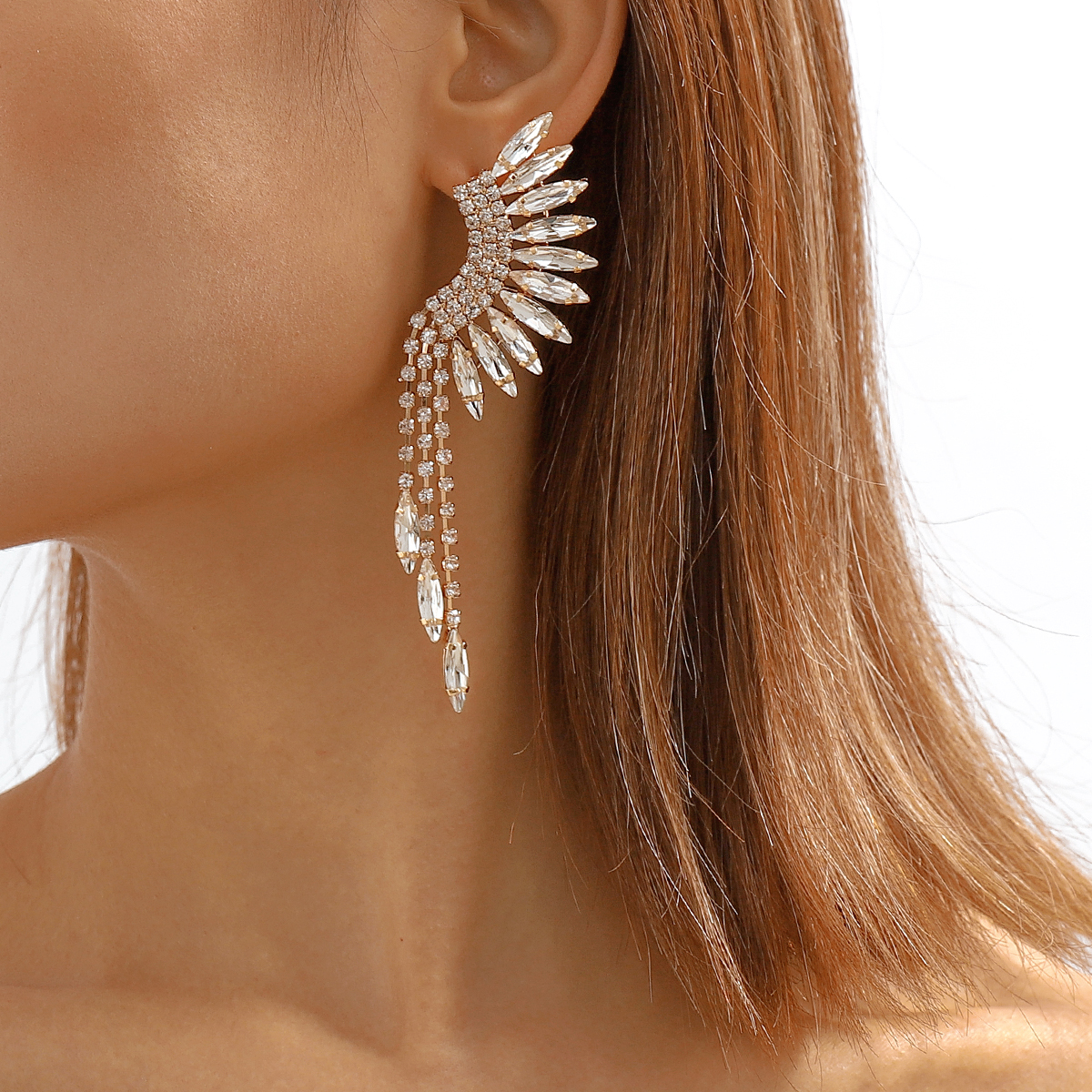 Luxurious Geometric Alloy Plating Rhinestones Drop Earrings 1 Pair display picture 3