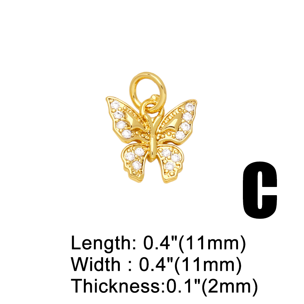 Ins Style Hippocampus Dragonfly Butterfly Copper Plating Inlay Zircon 18k Gold Plated Pendants Jewelry Accessories display picture 3