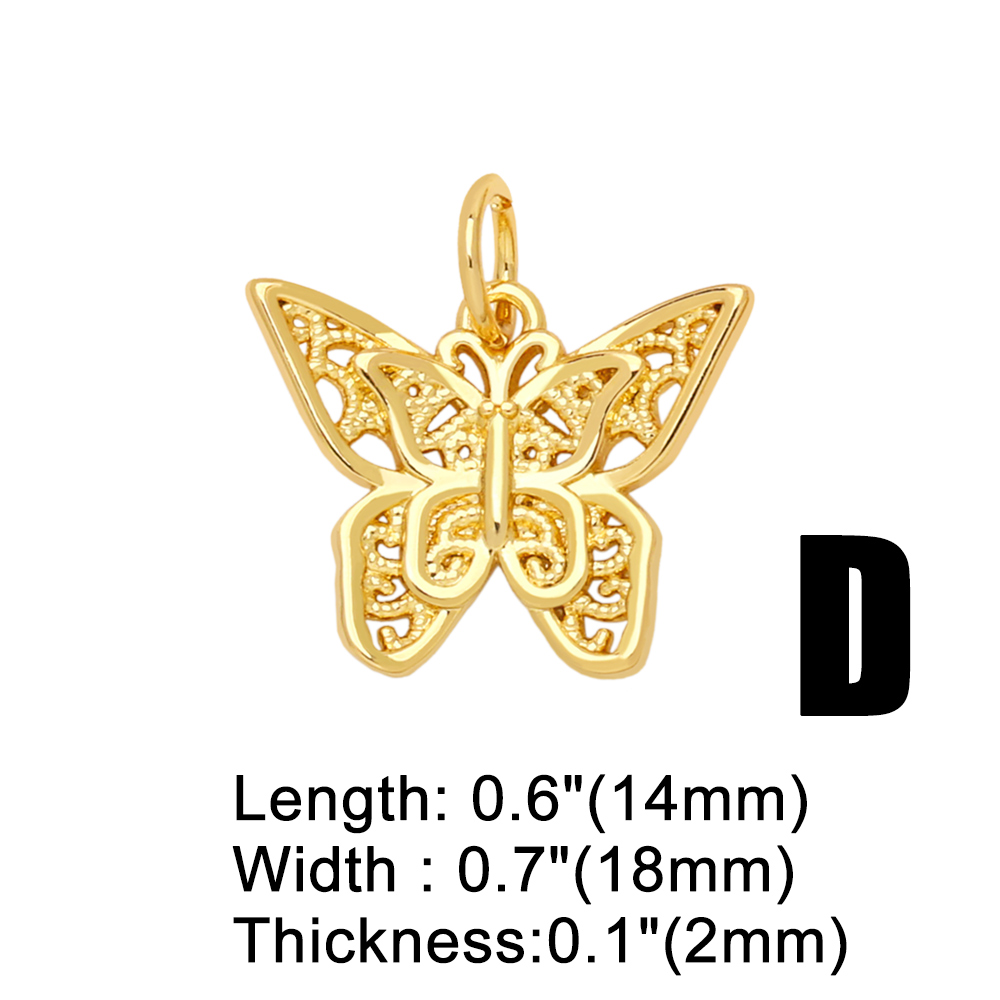 Ins Style Hippocampus Dragonfly Butterfly Copper Plating Inlay Zircon 18k Gold Plated Pendants Jewelry Accessories display picture 5