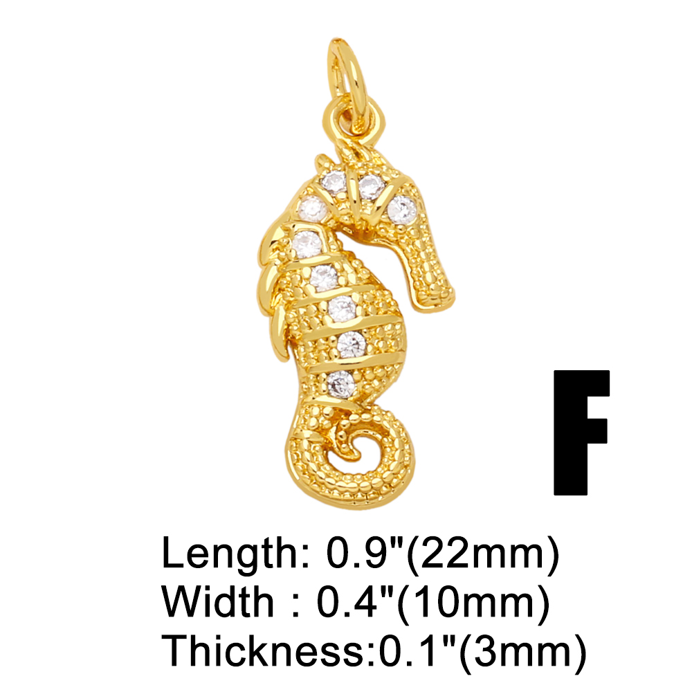 Ins Style Hippocampus Dragonfly Butterfly Copper Plating Inlay Zircon 18k Gold Plated Pendants Jewelry Accessories display picture 7