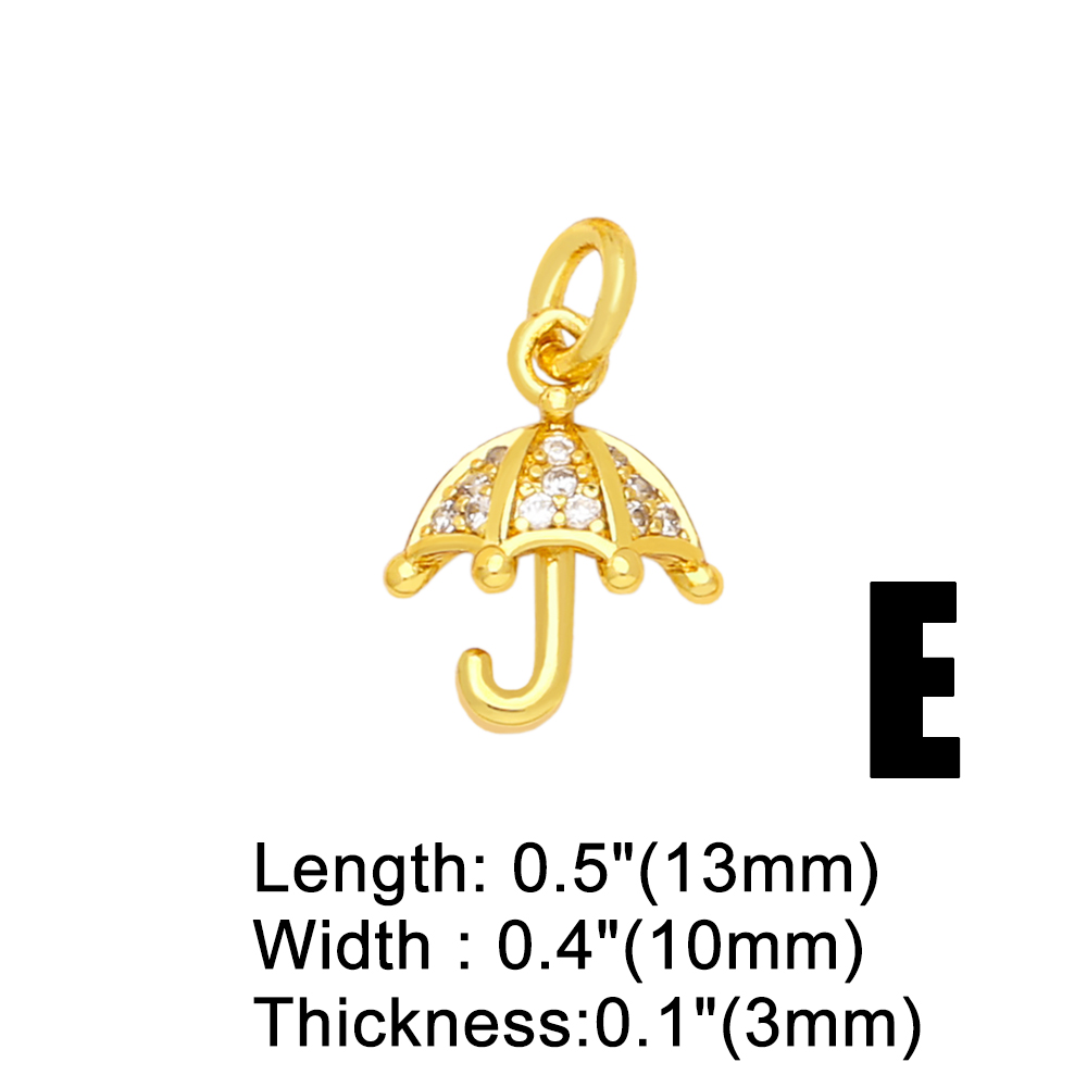 Modern Style Slippers Umbrella Airplane Copper Plating Inlay Zircon 18k Gold Plated Pendants Jewelry Accessories display picture 7