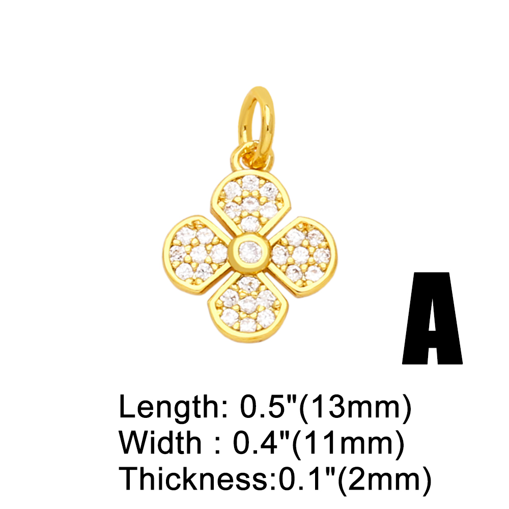 Korean Style Leaves Flower Copper Plating Inlay Zircon 18k Gold Plated Pendants Jewelry Accessories display picture 3