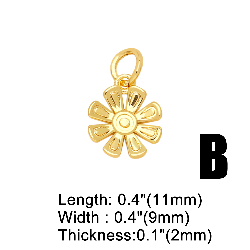 Korean Style Leaves Flower Copper Plating Inlay Zircon 18k Gold Plated Pendants Jewelry Accessories display picture 4