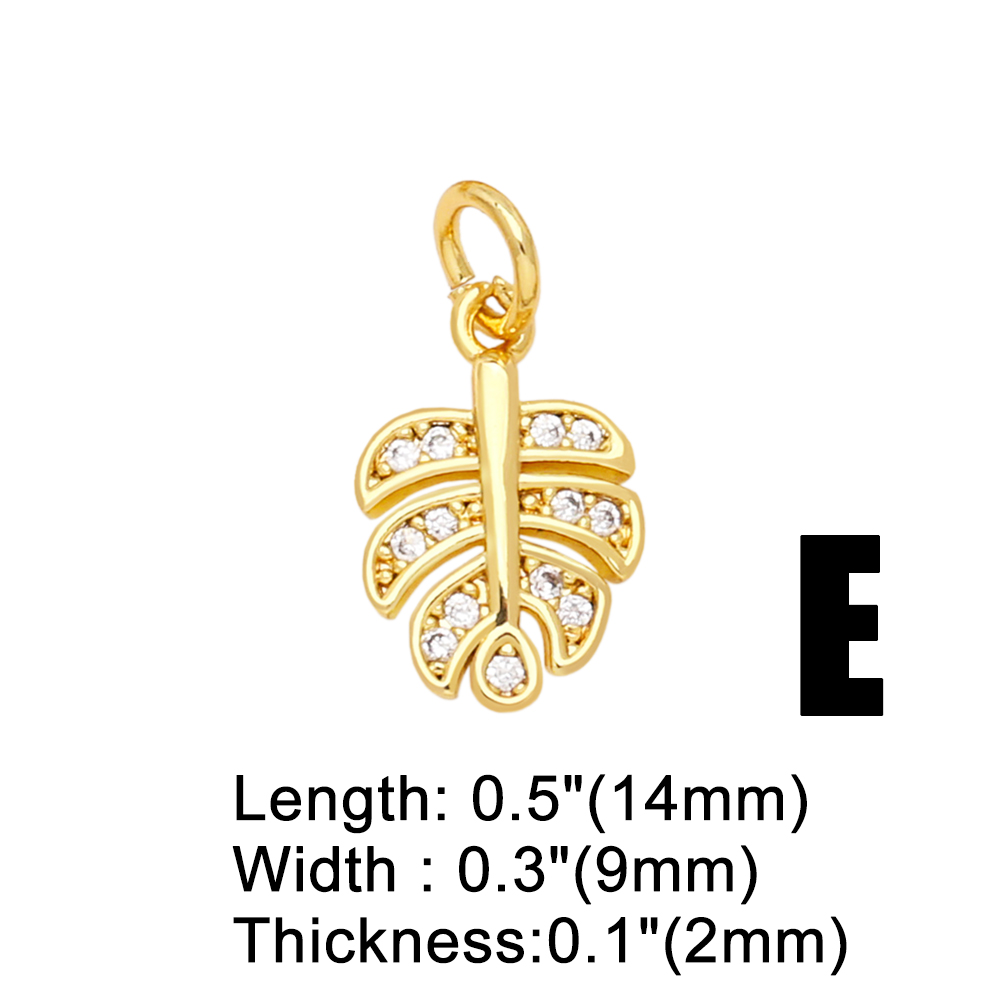 Korean Style Leaves Flower Copper Plating Inlay Zircon 18k Gold Plated Pendants Jewelry Accessories display picture 7