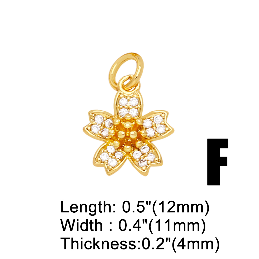 Korean Style Leaves Flower Copper Plating Inlay Zircon 18k Gold Plated Pendants Jewelry Accessories display picture 8