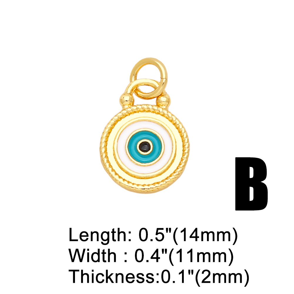 Ins Style Devil's Eye Copper Enamel Plating Inlay Zircon 18k Gold Plated Pendants Jewelry Accessories display picture 3