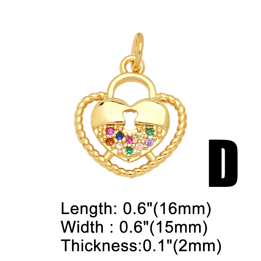 Ins Style Heart Shape Copper Plating Inlay Zircon 18k Gold Plated Pendants Jewelry Accessories display picture 7