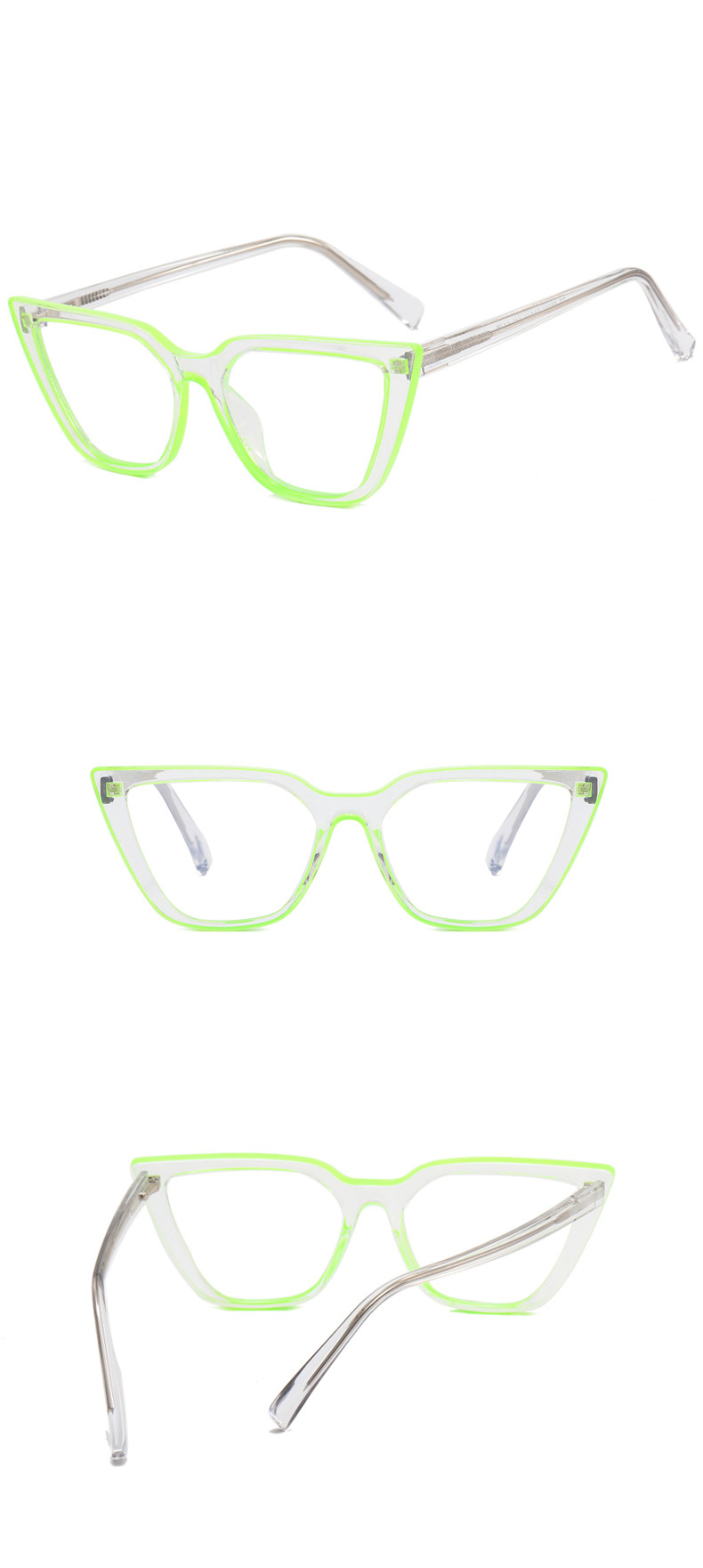 Fashion Color Block Ac Cat Eye Full Frame Optical Glasses display picture 6