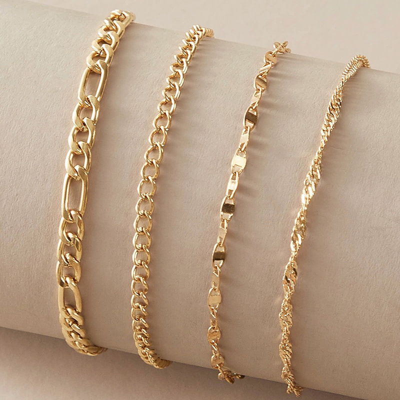 Simple Style Geometric Alloy Plating Women's Anklet 4 Pieces display picture 4