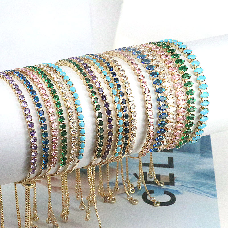 Fashion Round Copper Zircon Bracelets In Bulk display picture 1