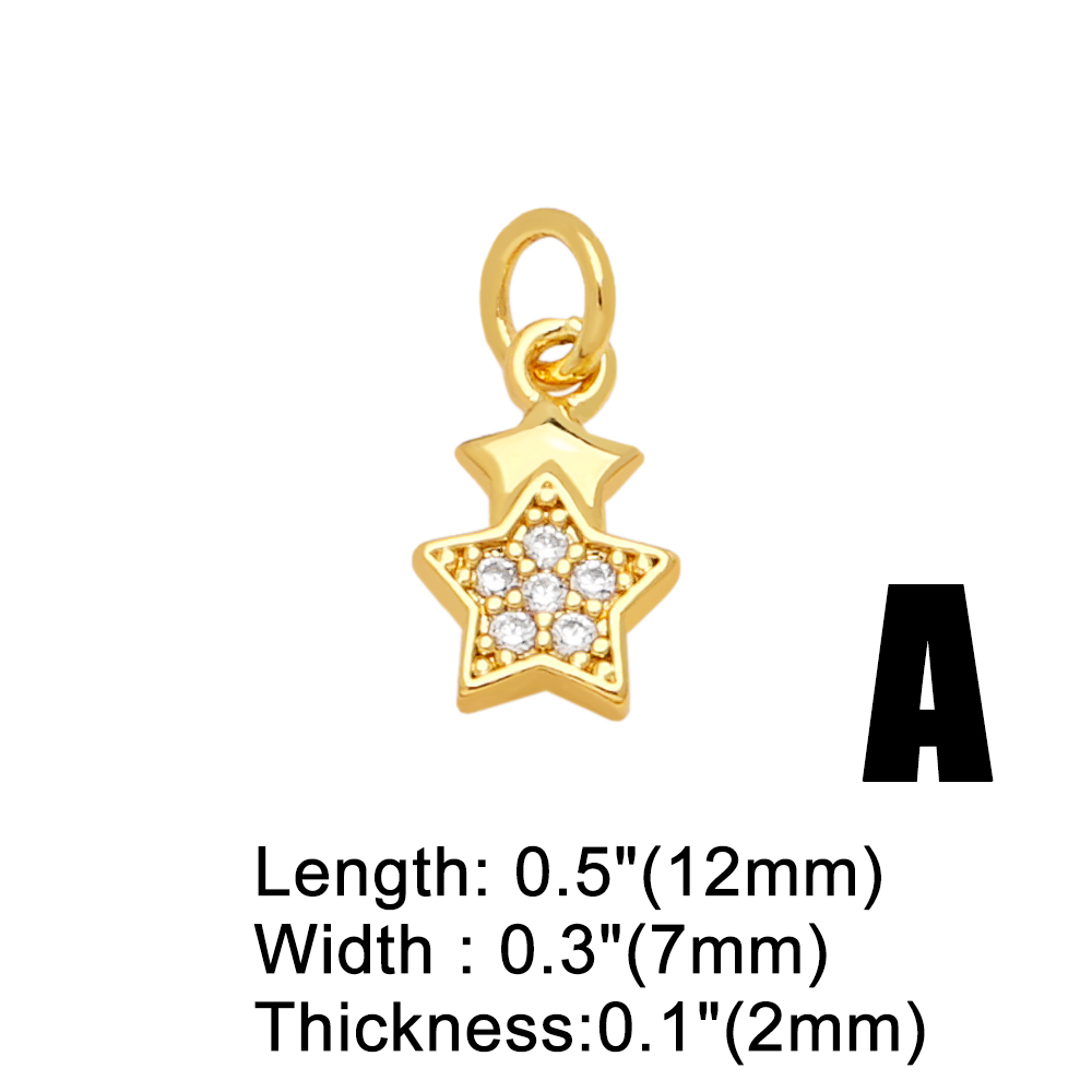 Ins Style Star Moon Copper Plating Inlay Zircon 18k Gold Plated Pendants Jewelry Accessories display picture 3