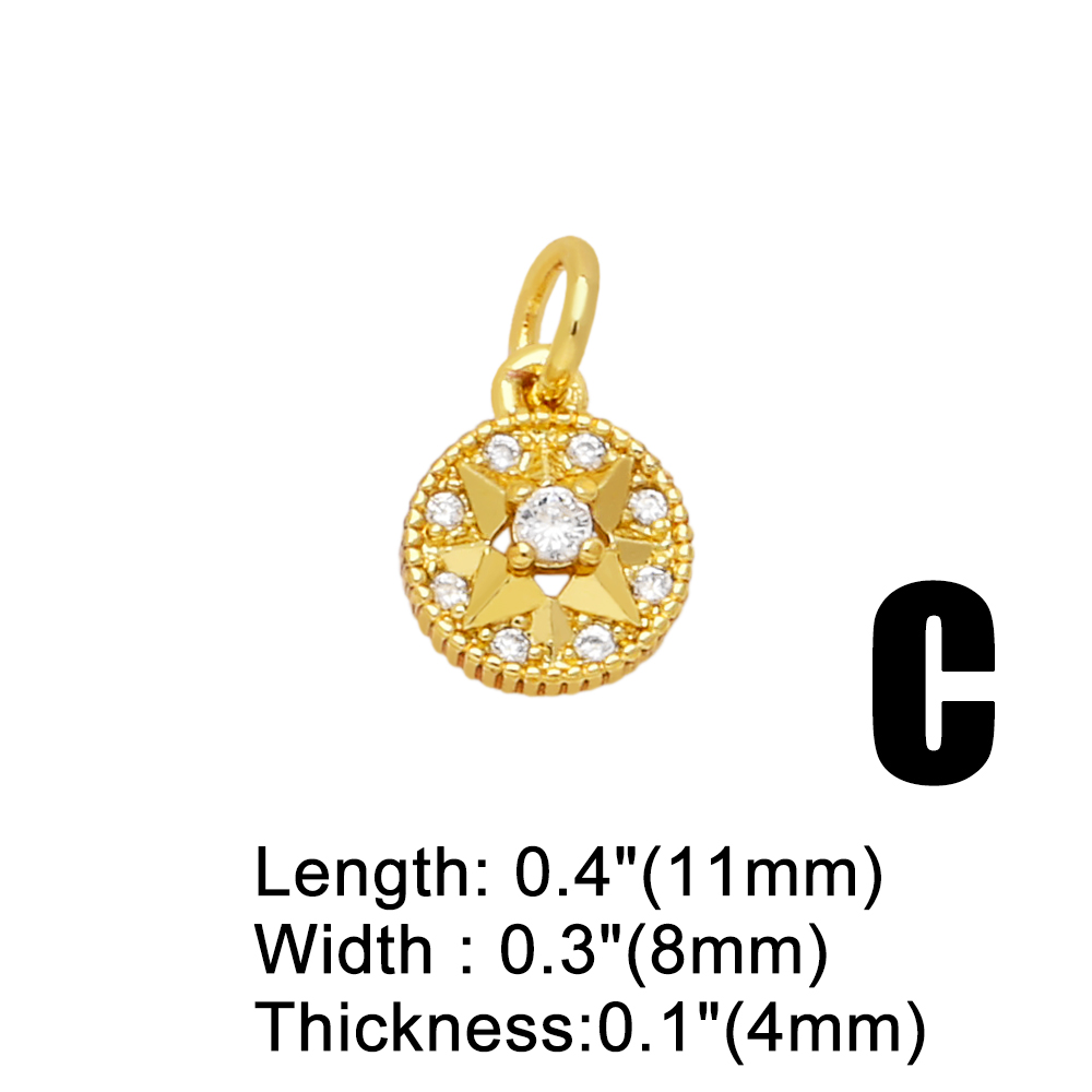 Ins Style Star Moon Copper Plating Inlay Zircon 18k Gold Plated Pendants Jewelry Accessories display picture 5