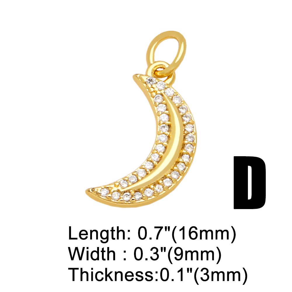 Ins Style Star Moon Copper Plating Inlay Zircon 18k Gold Plated Pendants Jewelry Accessories display picture 9
