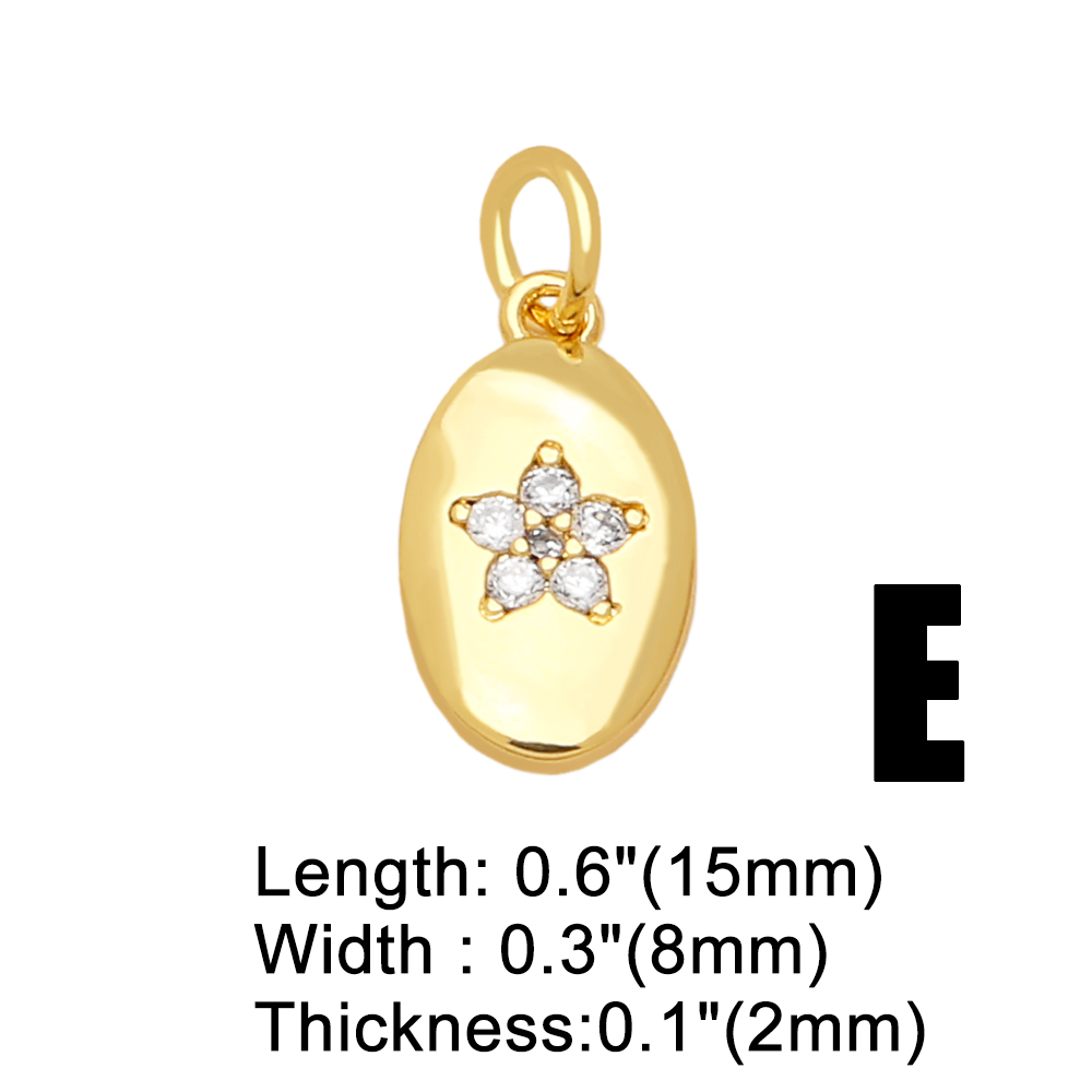 Ins Style Star Moon Copper Plating Inlay Zircon 18k Gold Plated Pendants Jewelry Accessories display picture 8