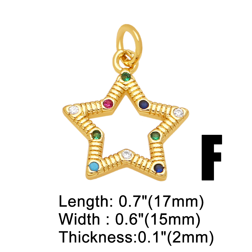 Ins Style Star Moon Copper Plating Inlay Zircon 18k Gold Plated Pendants Jewelry Accessories display picture 6