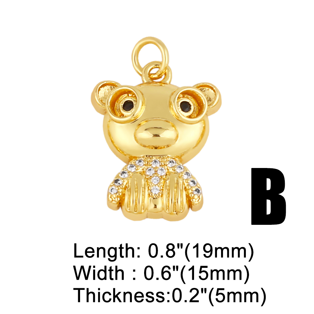 Cute Animal Bear Elk Copper Plating Inlay Zircon 18k Gold Plated Pendants Jewelry Accessories display picture 6