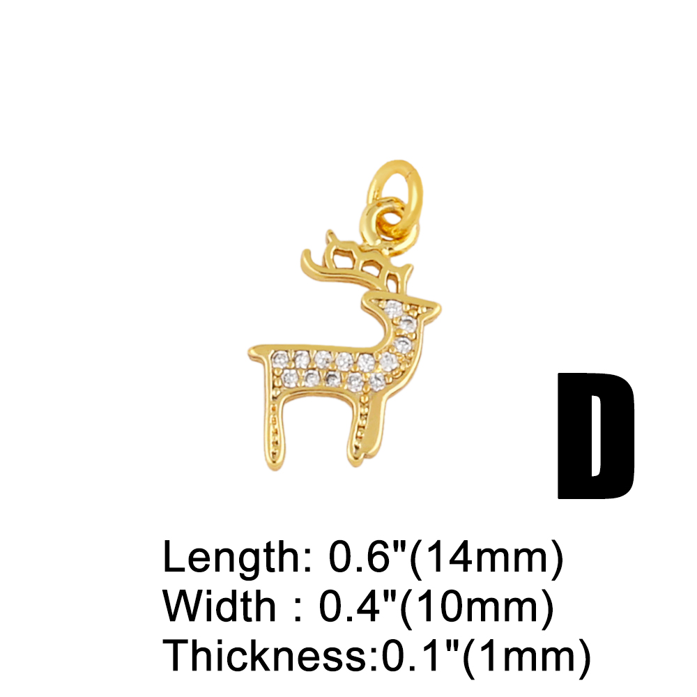 Cute Animal Bear Elk Copper Plating Inlay Zircon 18k Gold Plated Pendants Jewelry Accessories display picture 4