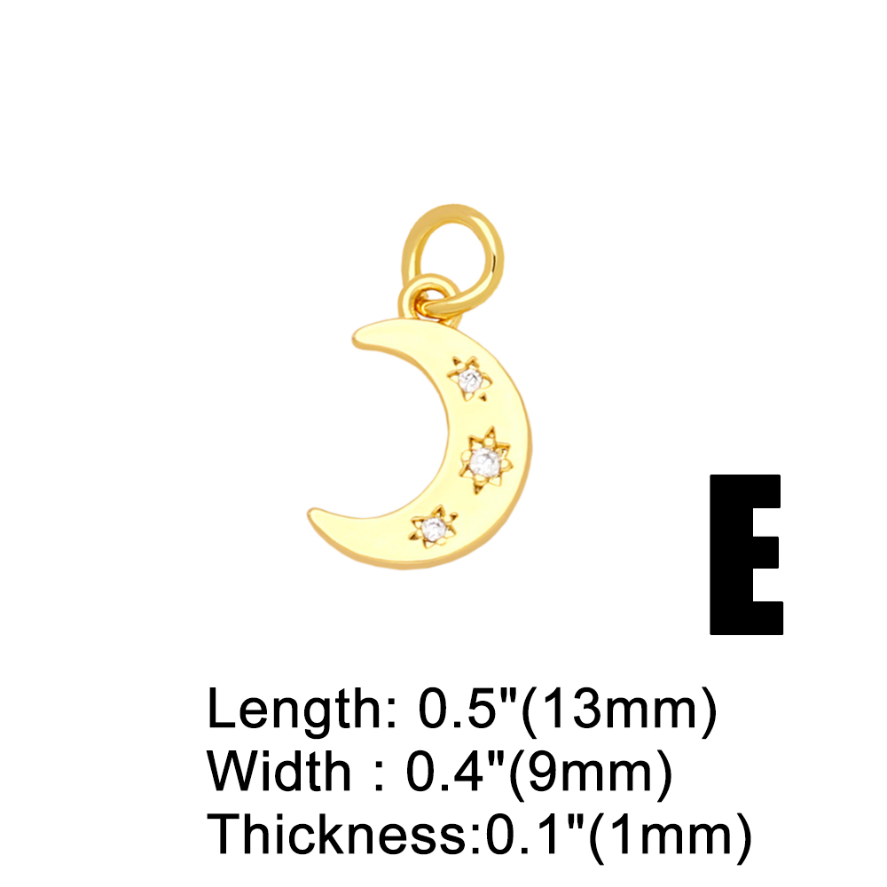 Ins Style Star Moon Lightning Copper Plating Inlay Zircon 18k Gold Plated Pendants Jewelry Accessories display picture 6