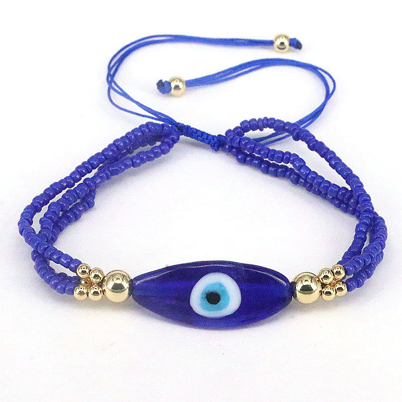 Ethnic Style Devil's Eye Beaded Glass Copper Irregular Layered Women's Bracelets 1 Piece display picture 7